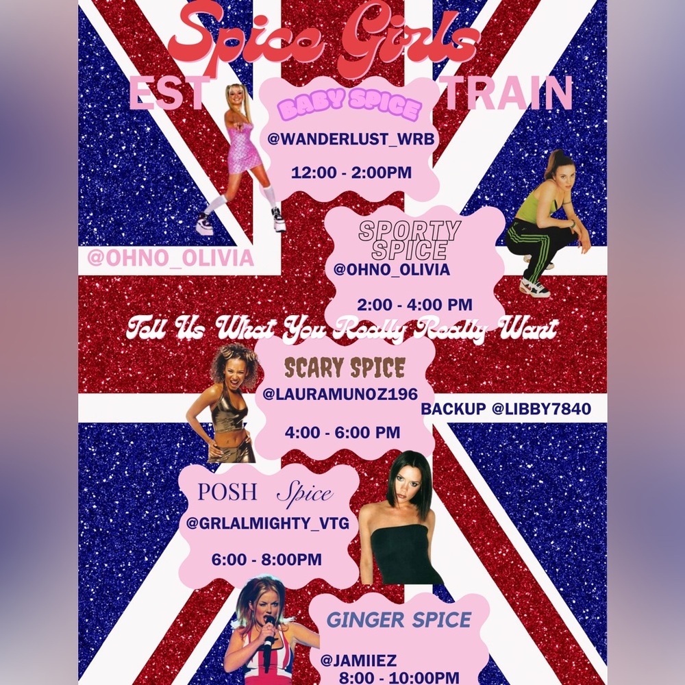 ๐ฌ๐งSPICE GIRLS TRAIN๐ฌ๐ง5 HOSTS TELL US WHAT YOU WANT WHAT YOU REALLY REALLY WANT! - Picture 2 of 7